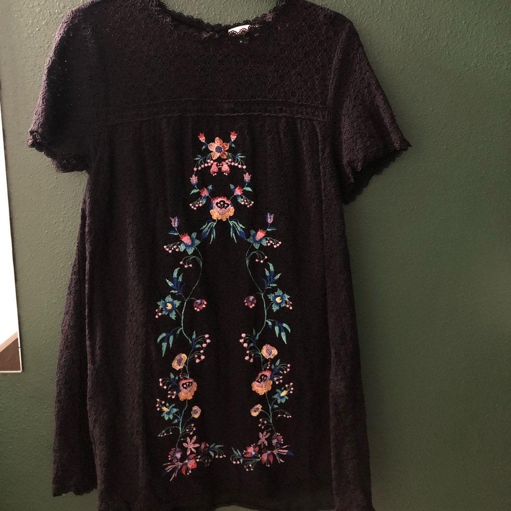 Gently worn black embroidered lace dress